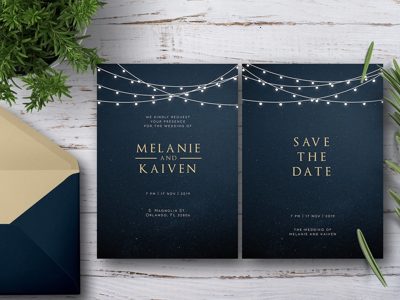 String Light Wedding Invitation Set by Invitations on Dribbble