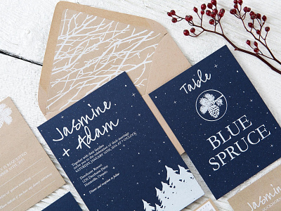 Winter Wonderland Wedding Suite craft cute delicate design floral flower gift cards hand crafted hand drawn invitation invitation invitation card invitation set logo modern romance simple simple invitation wedding wedding card