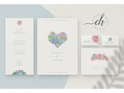 Jade • Wedding Invitation Suite chic colors design elegant floral green invitation invitation card invitation set invitation suite modern succulent watercolor watercolor succulent wedding wedding invitation wedding invitation suite wedding invitation template wedding invite wedding suite