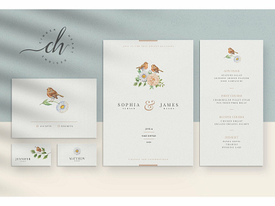 Beryl • Wedding Invitation Suite craft cute delicate design floral flower gift cards hand crafted hand drawn invitation invitation invitation card invitation set logo modern romance simple simple invitation wedding wedding card wedding invitation