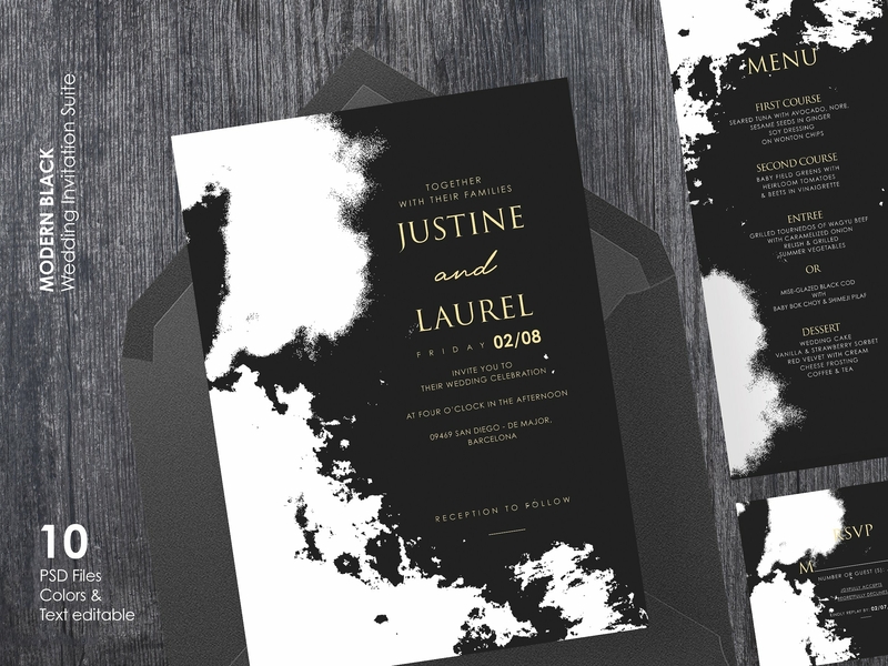 Modern Black Wedding Suite By Invitations On Dribbble