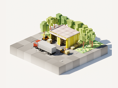 Warehouse 3D Illustration 3d 3d illustration app blender3d figma illustration landing page ui ux