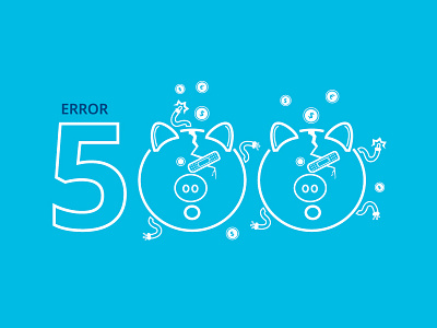 Error 500 500 bank error flat illustrations pig web website