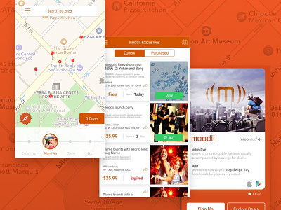 App Design android clean events ios map moode orange search ui ux