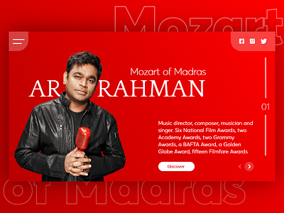 Mozart of Madras album fanart landing page love mozart music music album portfolio design red site design ux ui design white