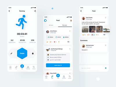 Compete Impossible — Activity recording & sharing clean cycling fitness health minimal mobile app running sport track app tracking activity ui ux