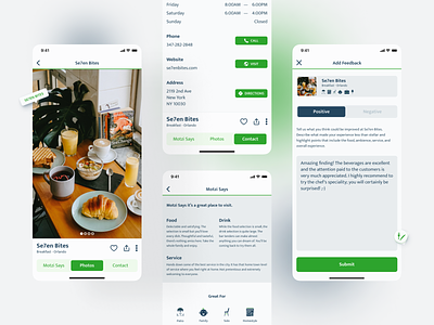Motzi — Find new restaurants food healthy mobile app recommendation restaurants ui ux