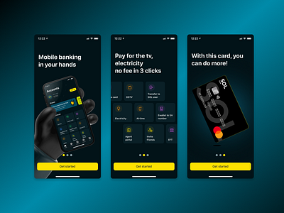 Promo Screens bank app dark theme figma solwallet wallet