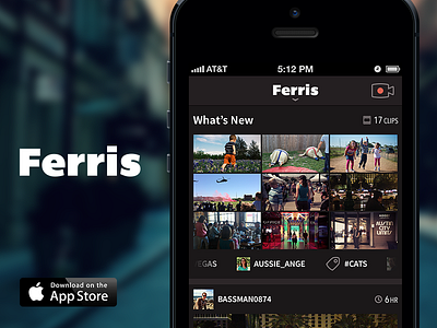 Ferris app store dark explore ios iphone sharing social ui ux video