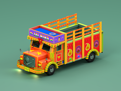 Indian Truck 3d 3d animation animation behance cinema 4d design illustation india maxonc4d modelling toy truck vehicles web
