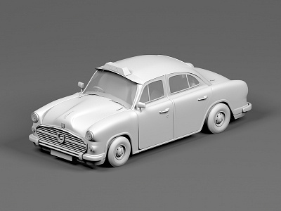 Taxi Clay Render