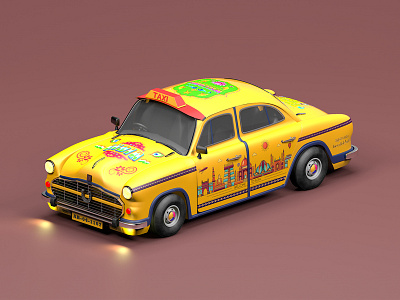 Indian Taxi 3d 3d animation animation behance cinema 4d design icon illustration india maxonc4d modelling toy vehicles web