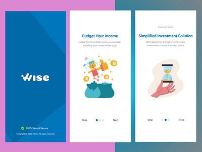 IWISE - fintech mobile application. branding graphic design ui