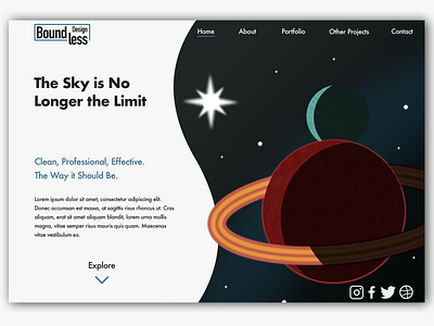 Boundless Design Landing Page design landing logo sketch space ui ux web website