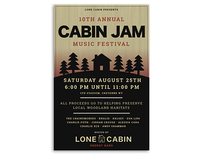 Cabin Jam Festival Poster brand branding design illustration logo poster sketch typography