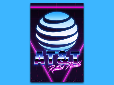 AT&T Poster in Retrowave Style 80s brand design logo neon photoshop retro retrowave sketch typography