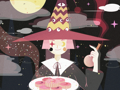 Magic moon cake girl illustration magical moon cake