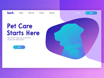 bark - landing page illustration landing page pet care services sketch ui ux website