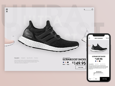 Adidas Ultraboost app product shoes shop sketch ui ux website