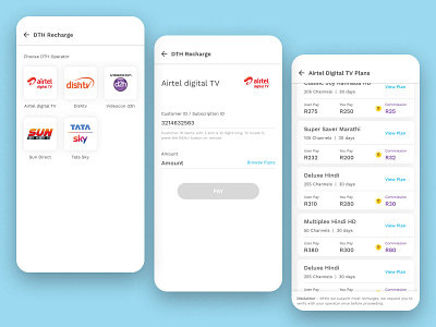 DTH Plans d2h plans ui ux ui design