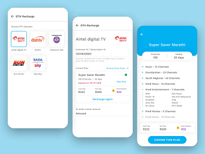 DTH Current Plan d2h ui ux ui design