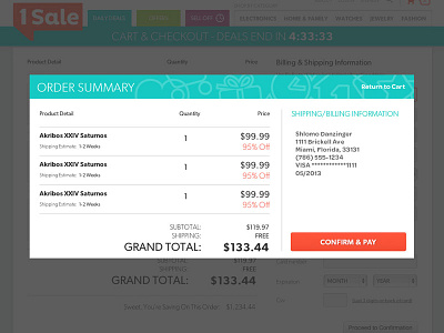 Order Summary Modal branding cart checkout confirmation modal order popup proceed summary webpage website