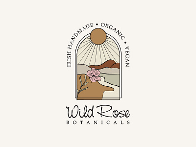 VINTAGE HAND DRAWN LOGO botanical desert dribbble shot feminine feminine logo floral handmade logo logo artist logo design logo designer organic professional logo rose sun vegan vintage vintage logo