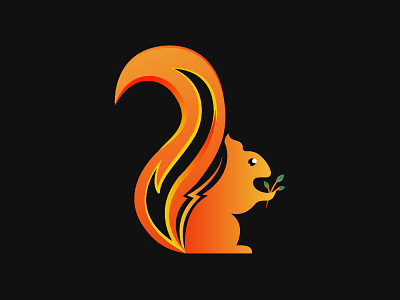 dribble post 06 bright fire gradient leaf logo logo artist logo design logo designer nature orange professional logo red squirrel thunderbolt