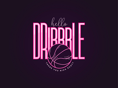 Hello Dribbble Logo Design basketball business dribbble firstshot hello dribbble hello dribble logo logodesigner minimal modern moderntypography neon neonlight pink player shot shots thankyou typography