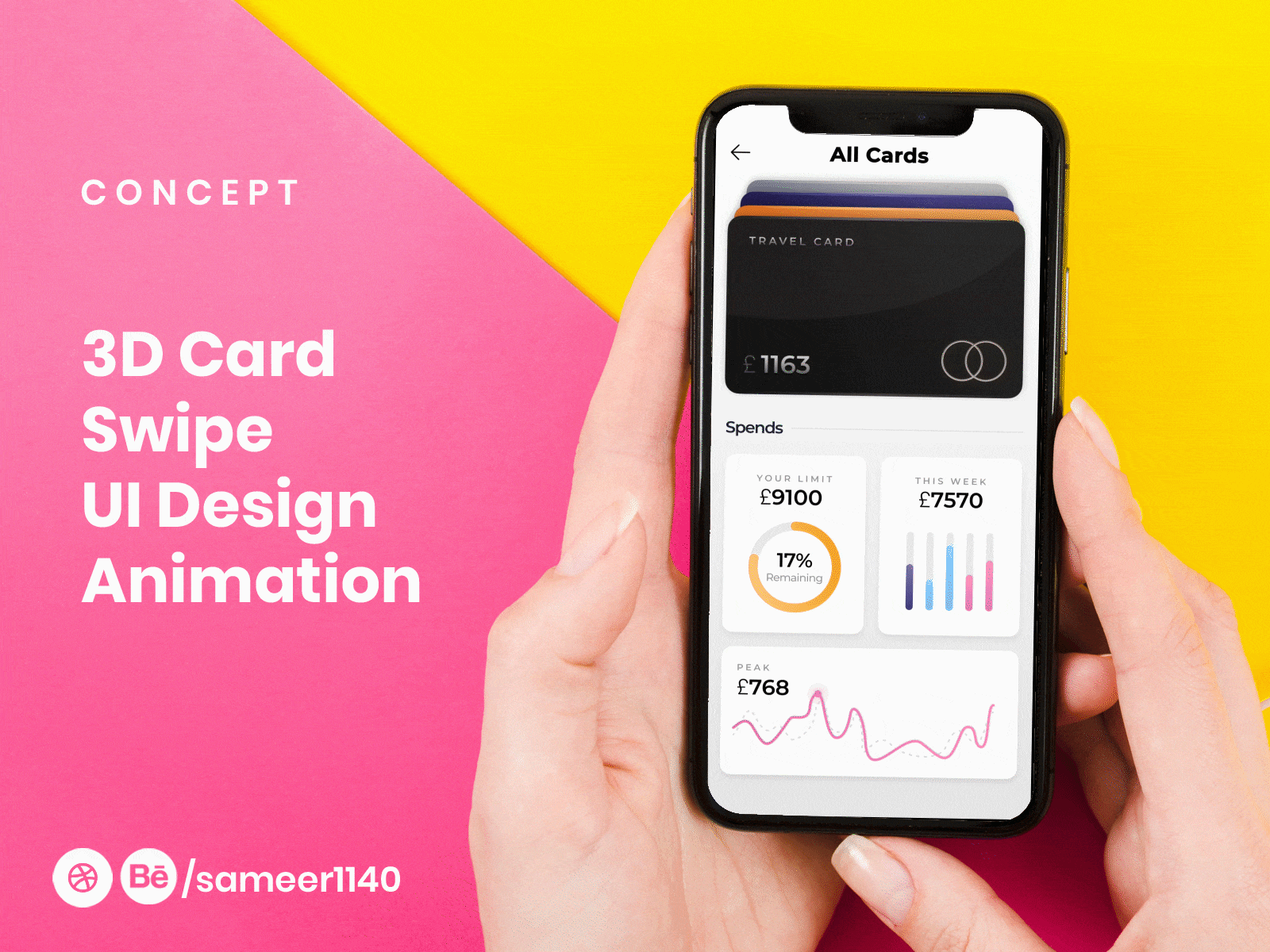 3d card swipe animation