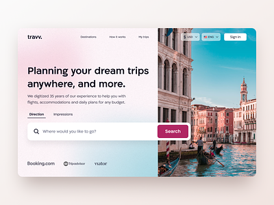 Travel platform - Website concept adventure app booking concept destination explore hero home page interface journey landing search tourism travel trip ui web
