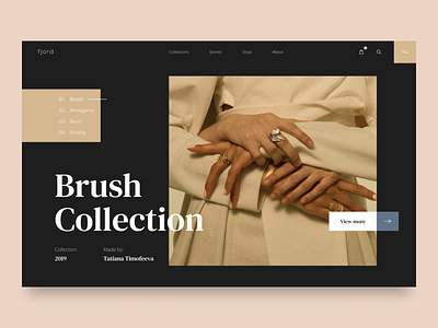 Brush Collection - landing page concept application arounda concept design desktop fashion figma golden grid grid interface jewelry minimalism notification shop sketch title ui ux web