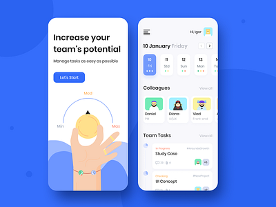 Team Schedule - Mobile app concept app application arounda cards clean color concept design figma grid illustration interface mobile pallete schedule sketch typography ui ux