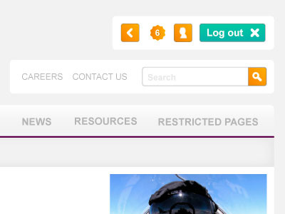 Notify button header login logout menu navigation notify orange search