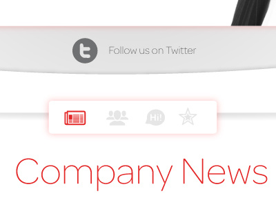 Follow Us! gradient icon iconography news red shadow social twitter white