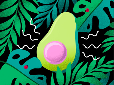 Hello Avo avocado colorful digital illustration editorial illustration food green health illustration illustrator jungle texture