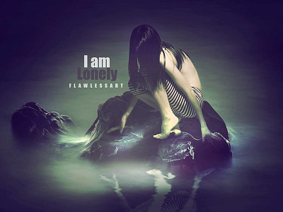 I AM LONELY alone design digital girl photoshop