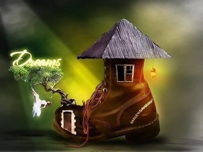 Fairy and Shoe House design fairy house photoshop shoe