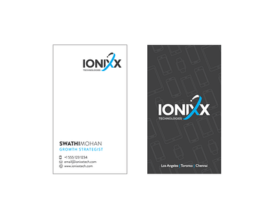 Ionixx Business Card app blue and gray design graphic design illustration marketing marketing collateral tech company white space