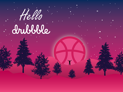 Hello Dribbble ! debut debuts debutshot first first shot hello dribbble illustration pink purple