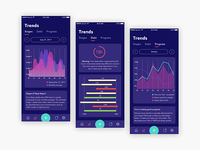 sleep tracker app design graphs mobile sleep sleeping tracker trends ui ux