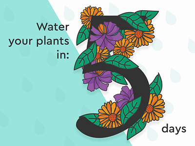 UI Daily day #014 - Countdown Timer 014 5 art countdown timer daily daily 100 challenge dailyui day 14 design illustration plants typogaphy ui uidaily uidesign water color water your plants