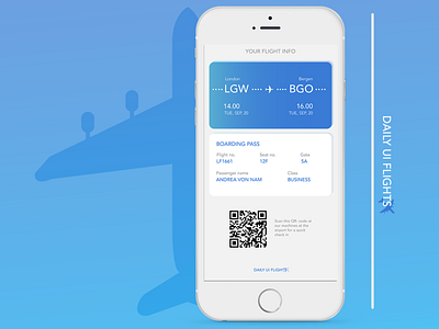 UI Daily day #024 024 airlines boarding boarding pass card daily daily 100 challenge daily ui 024 dailyui design illustration qr code typography ui uidaily uidesign ux