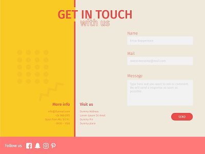 UI Daily day #028 contact page contact us contactform daily daily 100 challenge daily ui 028 daily ui contact us dailyui design get in touch hipster colours illustration typography ui uidaily uidesign