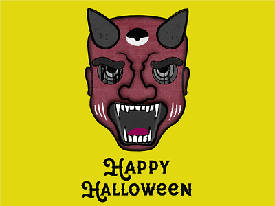 Devil's in the Detail devil hannya mask happy halloween illustration illustrator textures