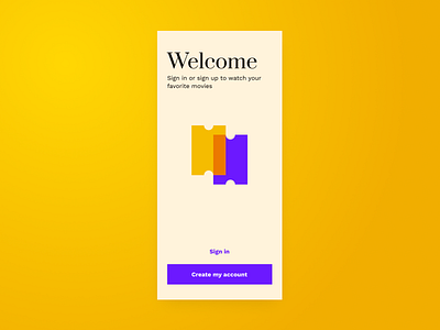 Onboarding | Daily UI #023 023 app cinema contrast daily ui 023 dailyui dailyui 023 dailyui023 design figma interface mobile movies onboarding sign in sign up ticket ui ux vibrant