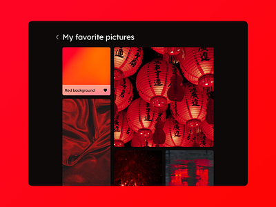 Favorites | Daily UI #044 044 app bold color bookmarks daily ui daily ui 044 dailyui dailyui 044 dailyui044 design favorite pictures favorites figma grid heart interface photos red ui ux