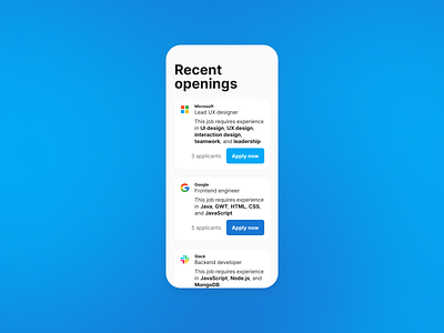 Job listing | Daily UI #050 050 app application daily ui daily ui 050 dailyui dailyui 050 dailyui050 design figma hiring interface job job search listing listings mobile openings ui ux