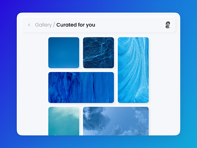 Curated for you | Daily UI #091 091 ai app blue curated curated for you daily ui daily ui 091 dailyui dailyui 091 dailyui091 design figma gallery interface neumorphism personalization photos ui ux