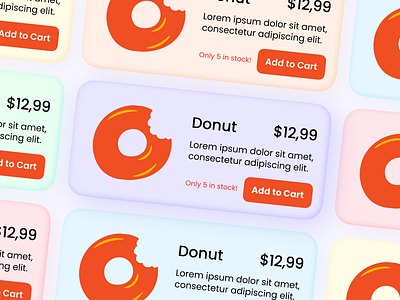 Currently in stock | Daily UI #096 096 add to cart card daily ui daily ui 096 dailyui dailyui 096 dailyui096 design donut e-commerce ecommerce figma interface left in stock product product card stock ui ux